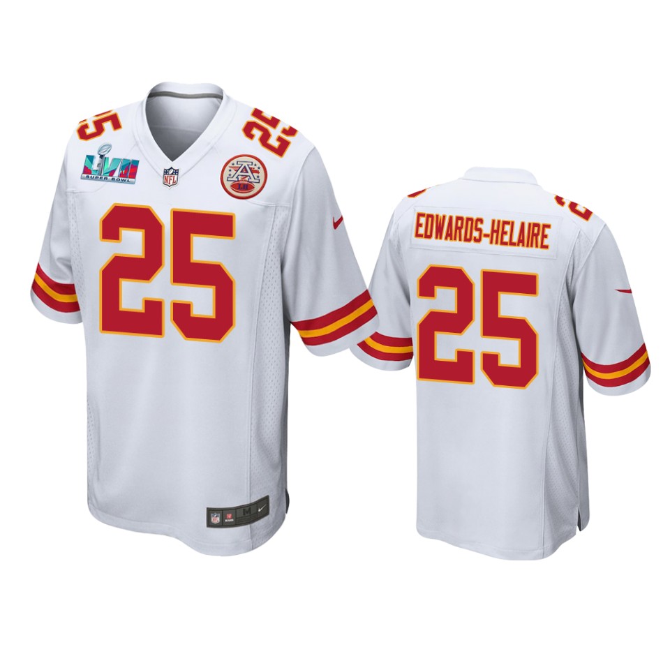 men's chiefs clyde edwards helaire white super bowl lvii game jersey