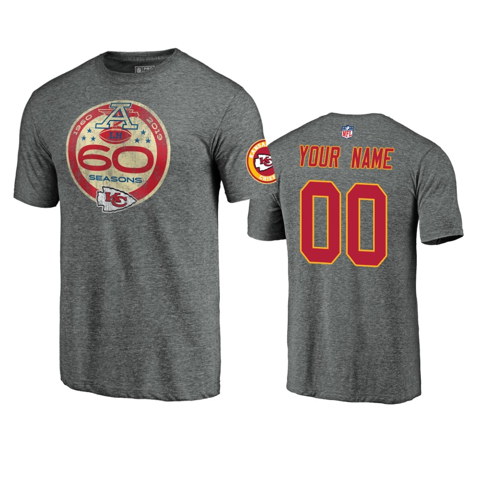 men's chiefs custom gray 60th anniversary t shirt