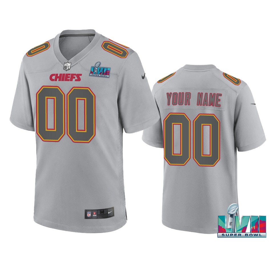 men's chiefs custom gray super bowl lvii atmosphere jersey