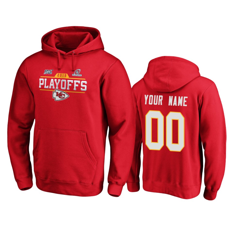 men's chiefs custom red 2019 nfl playoffs bound chip shot pullover hoodie