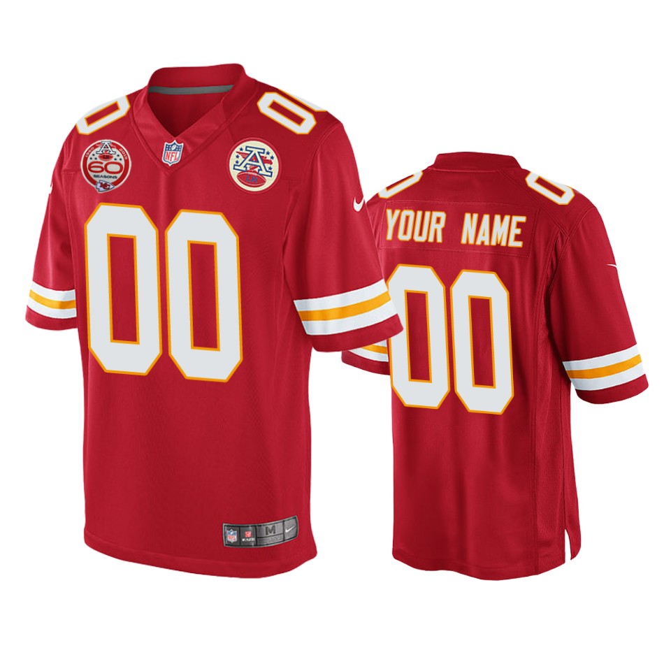 men's chiefs custom red 60th anniversary game jersey