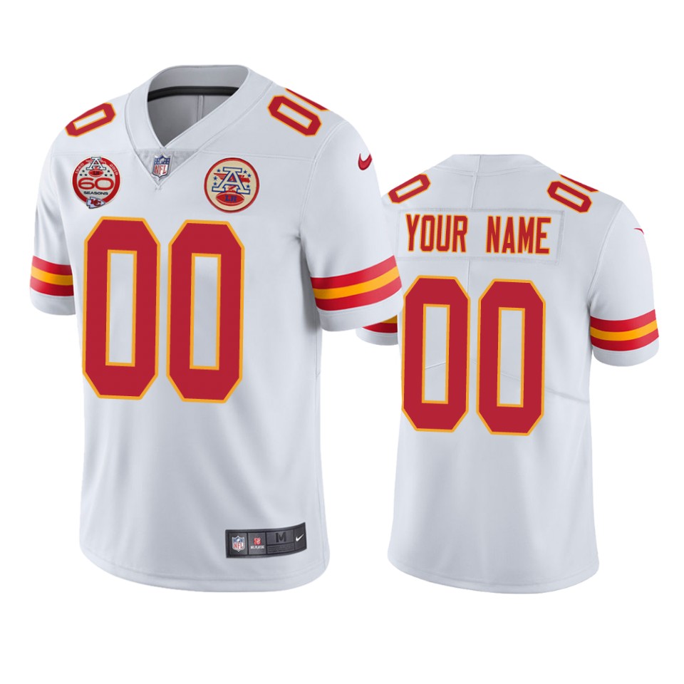 men's chiefs custom white 60th anniversary vapor limited jersey