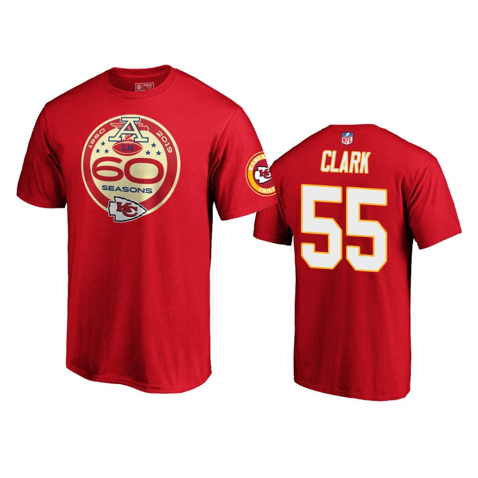 men's chiefs frank clark red 60th anniversary t shirt