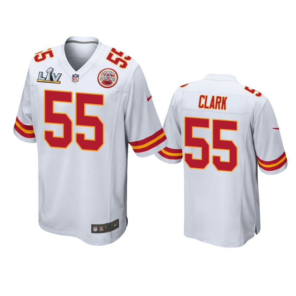 men's chiefs frank clark white super bowl lv game jersey