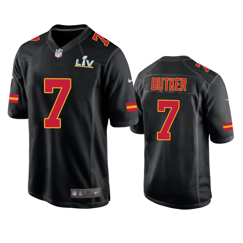 men's chiefs harrison butker black super bowl lv game fashion jersey