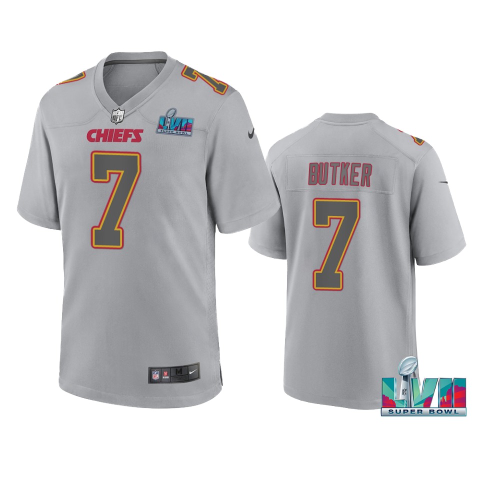 men's chiefs harrison butker gray super bowl lvii atmosphere jersey