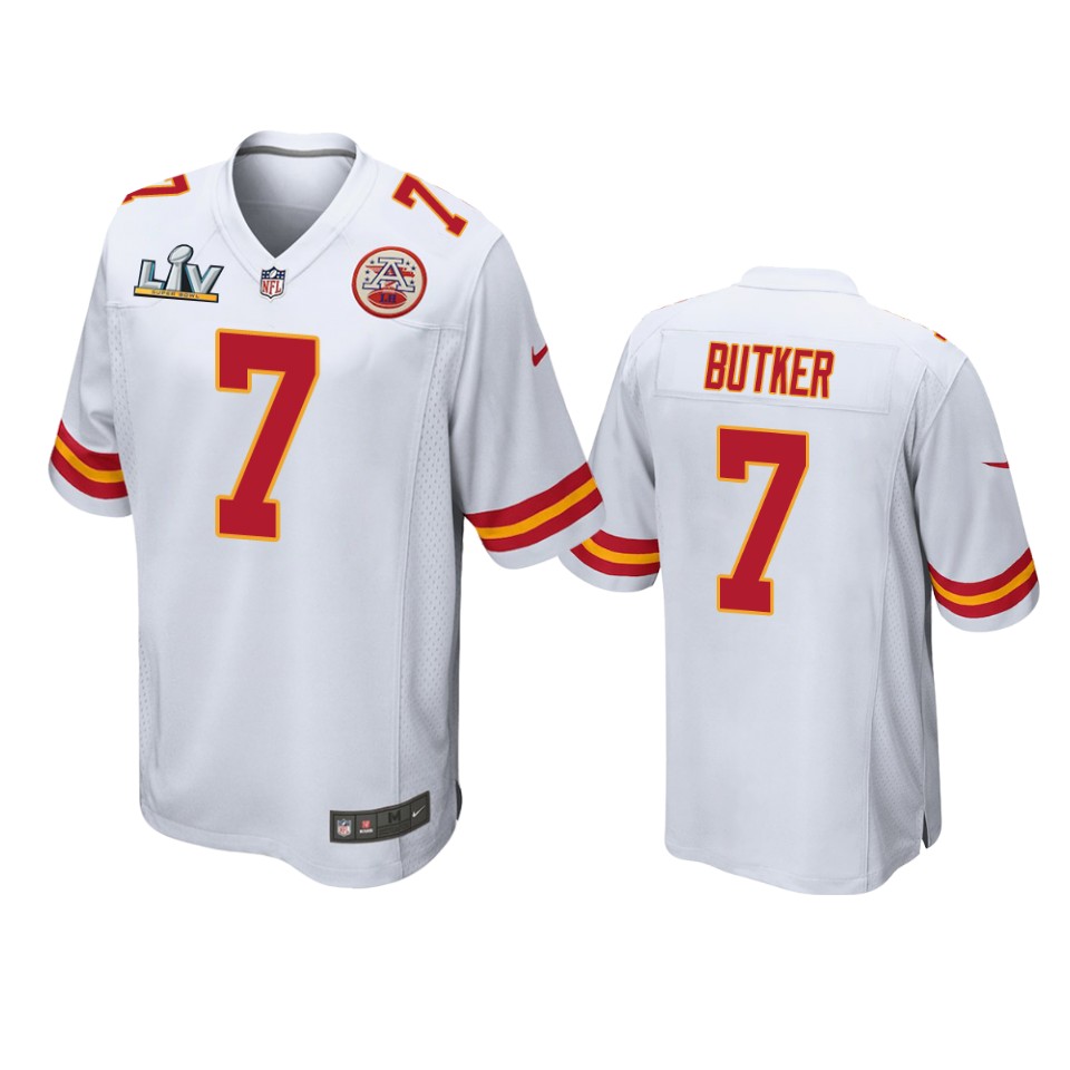 men's chiefs harrison butker white super bowl lv game jersey