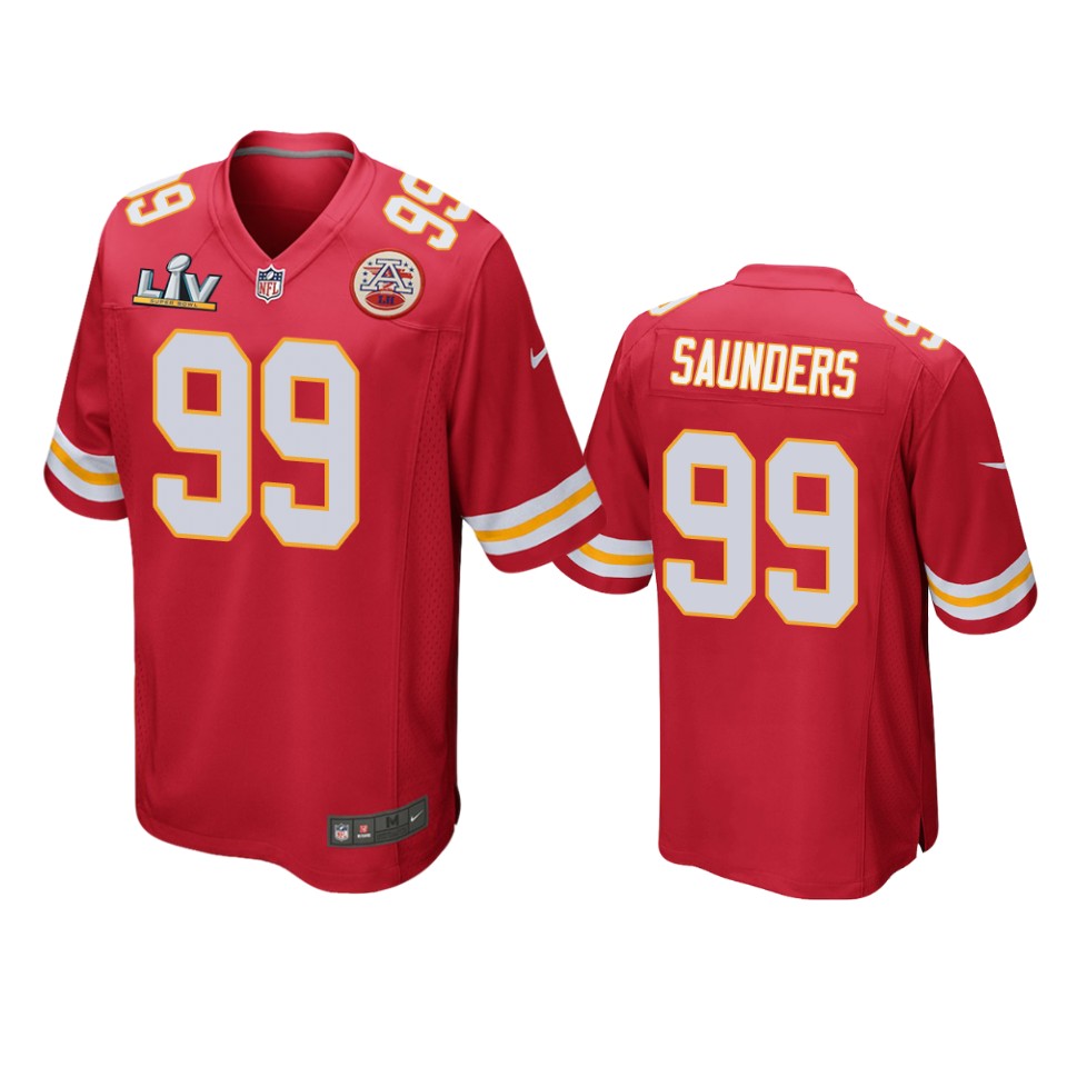 men's chiefs khalen saunders red super bowl lv game jersey
