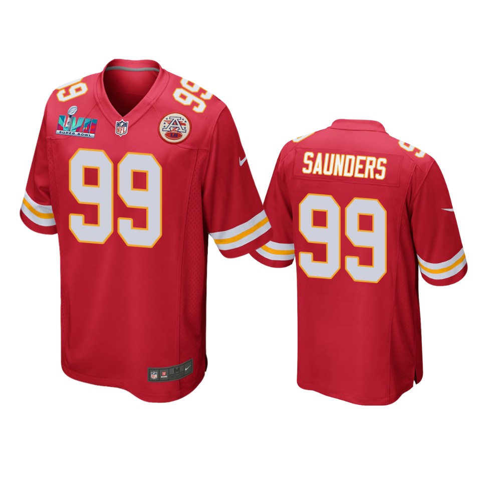 men's chiefs khalen saunders red super bowl lvii game jersey
