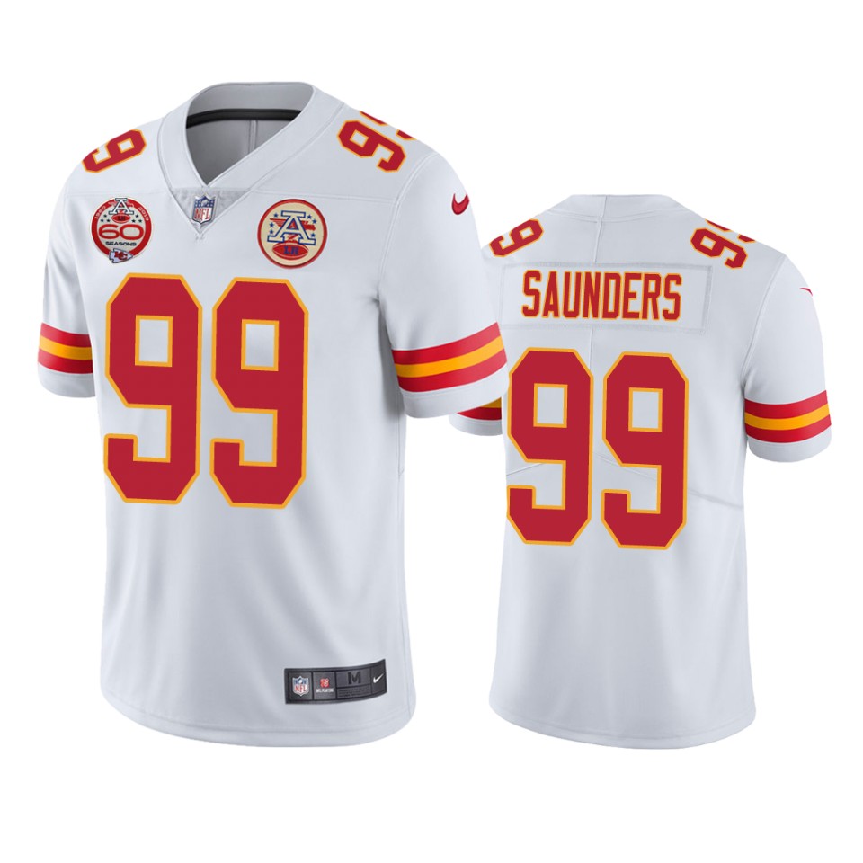 men's chiefs khalen saunders white 60th anniversary vapor limited jersey