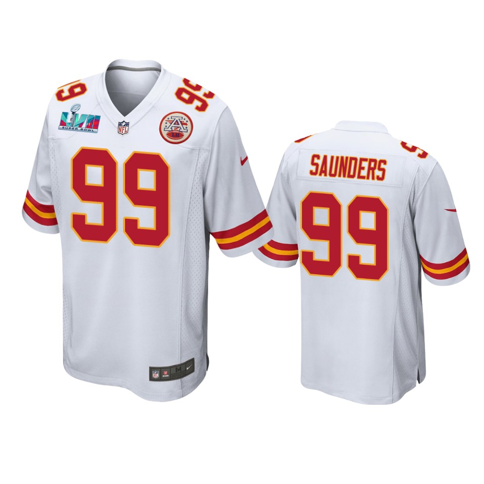 men's chiefs khalen saunders white super bowl lvii game jersey