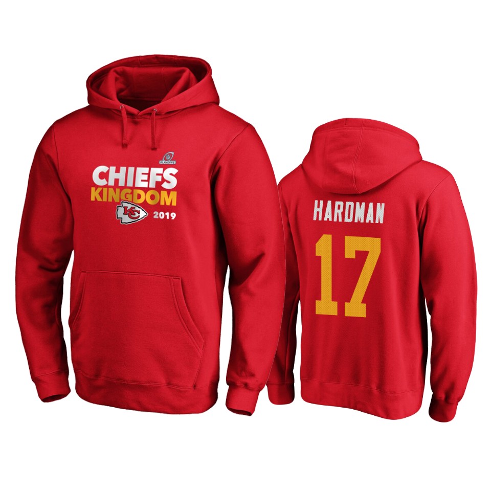 men's chiefs mecole hardman red 2019 nfl playoffs bound hometown checkdown pullover hoodie