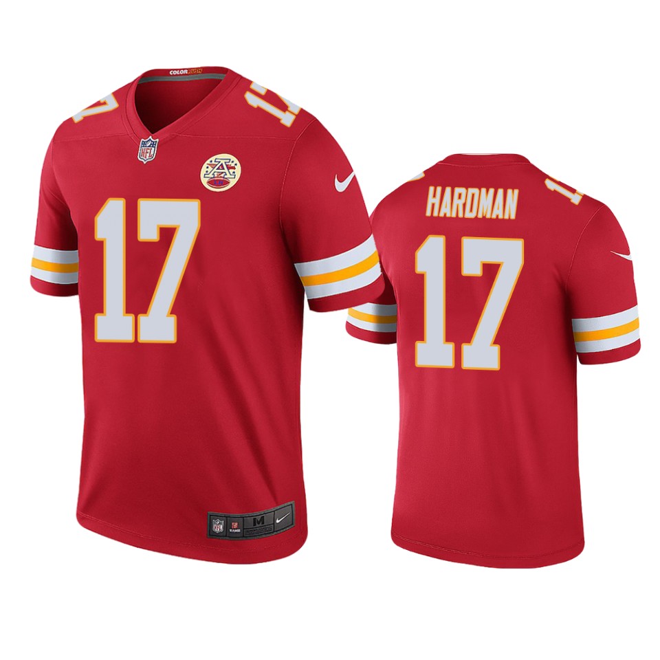 men's chiefs mecole hardman red color rush legend jersey