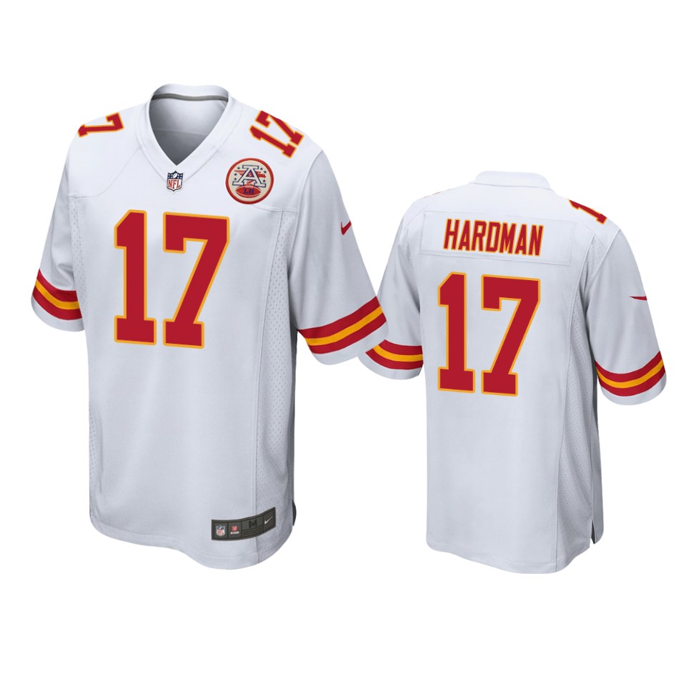 men's chiefs mecole hardman white game jersey