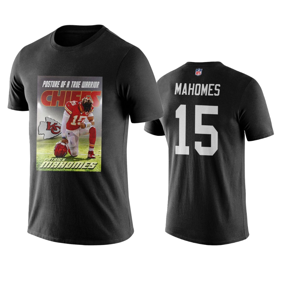 men's chiefs patrick mahomes black posture of a true warrior t shirt