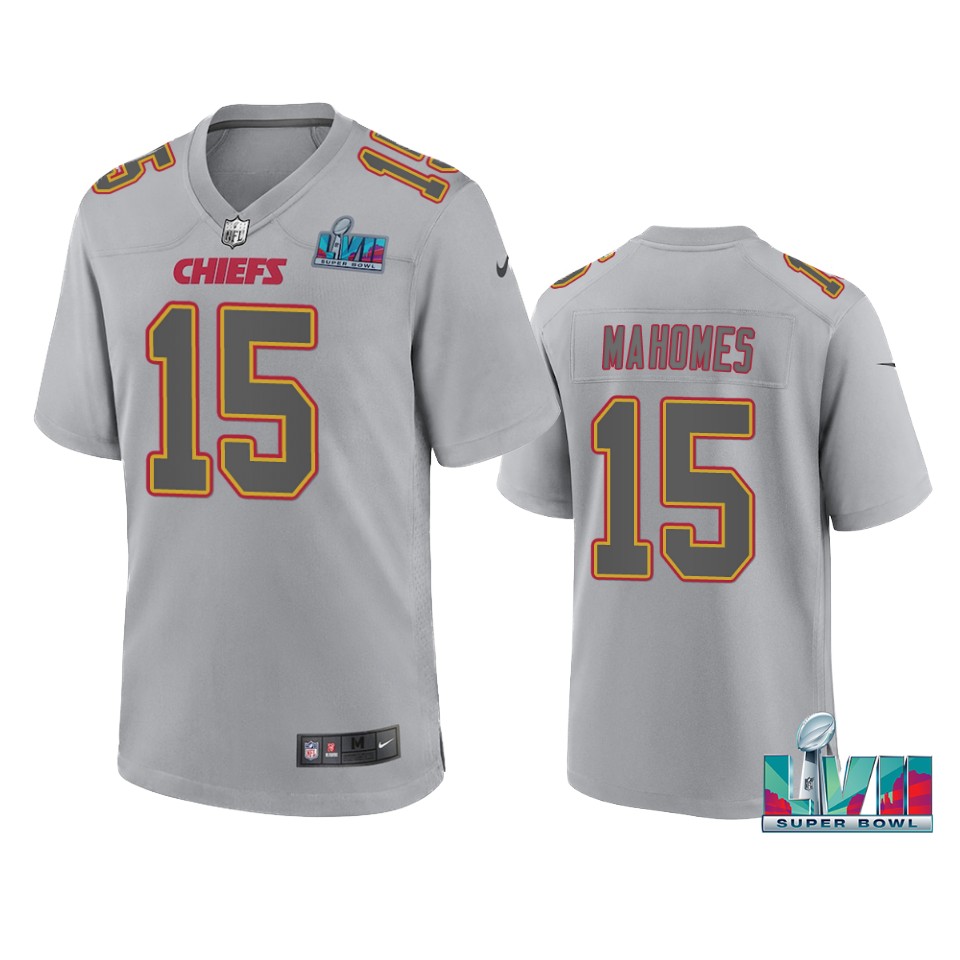 men's chiefs patrick mahomes gray super bowl lvii atmosphere jersey