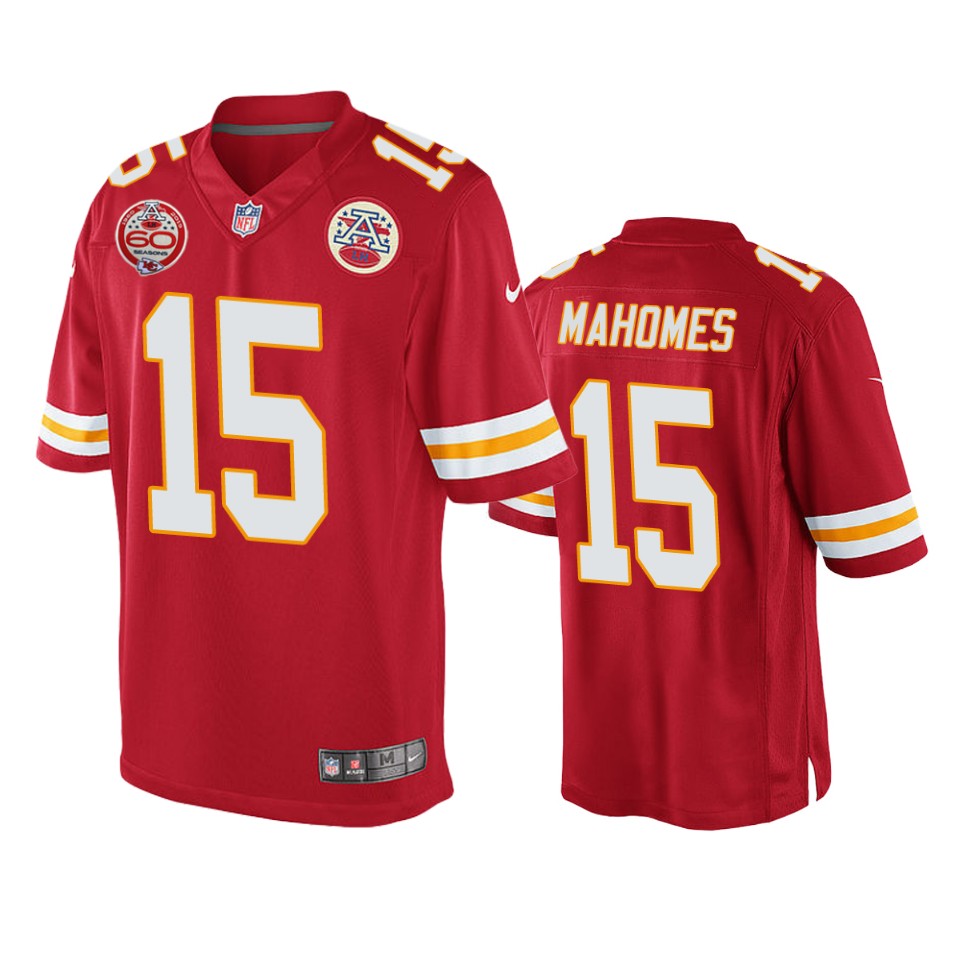 men's chiefs patrick mahomes red 60th anniversary game jersey