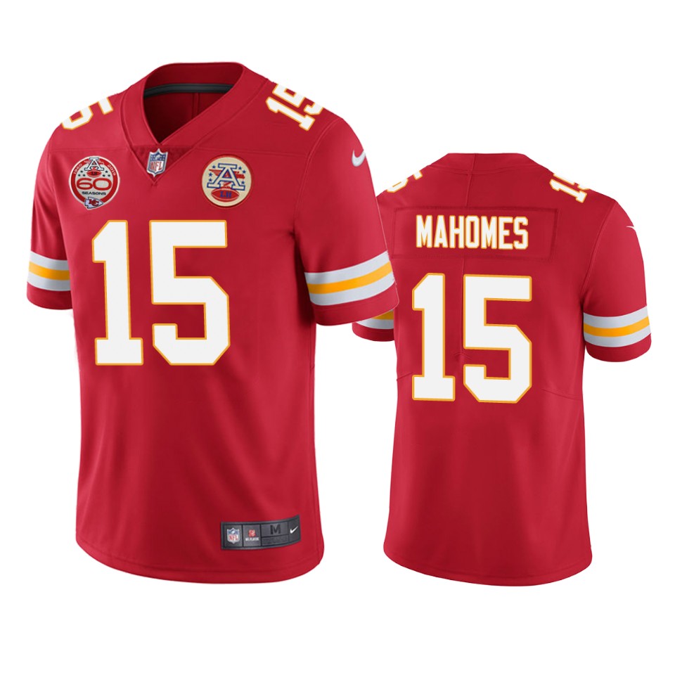 men's chiefs patrick mahomes red 60th anniversary vapor limited jersey