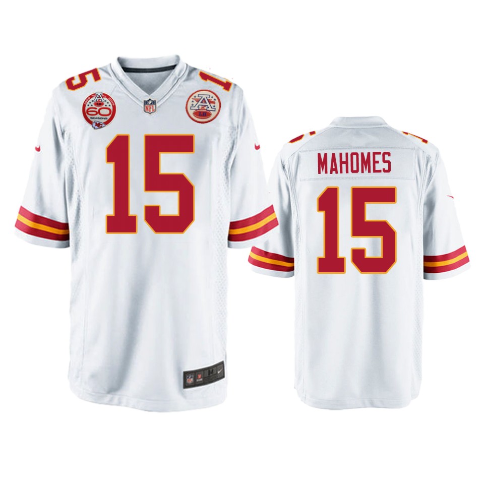 men's chiefs patrick mahomes white 60th anniversary game jersey