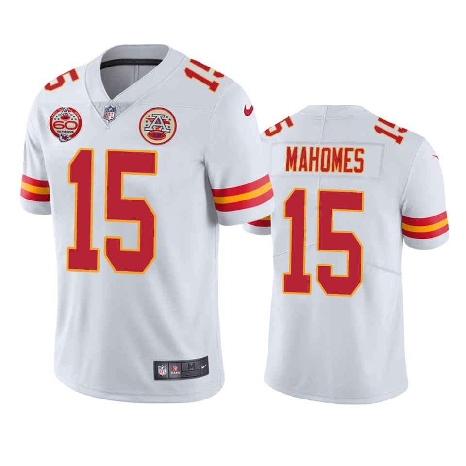 men's chiefs patrick mahomes white 60th anniversary vapor limited jersey
