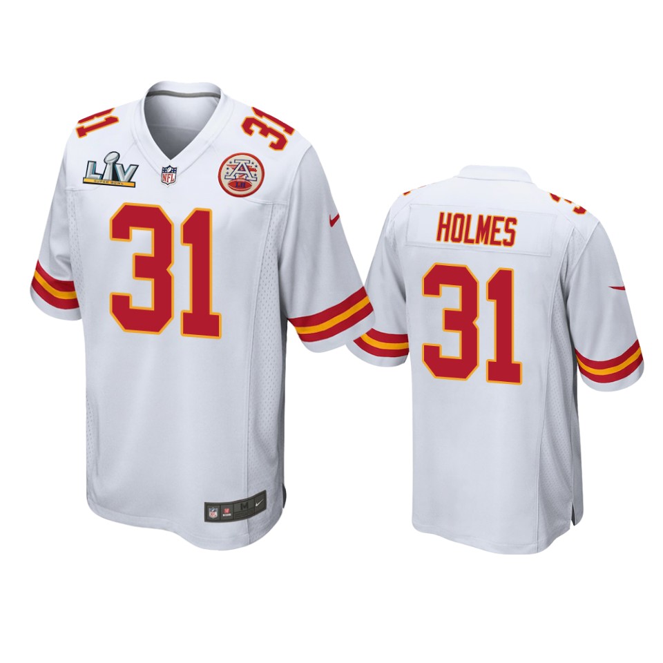 men's chiefs priest holmes white super bowl lv game jersey