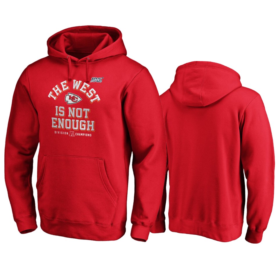 men's chiefs red 2019 afc west division champions cover two pullover hoodie