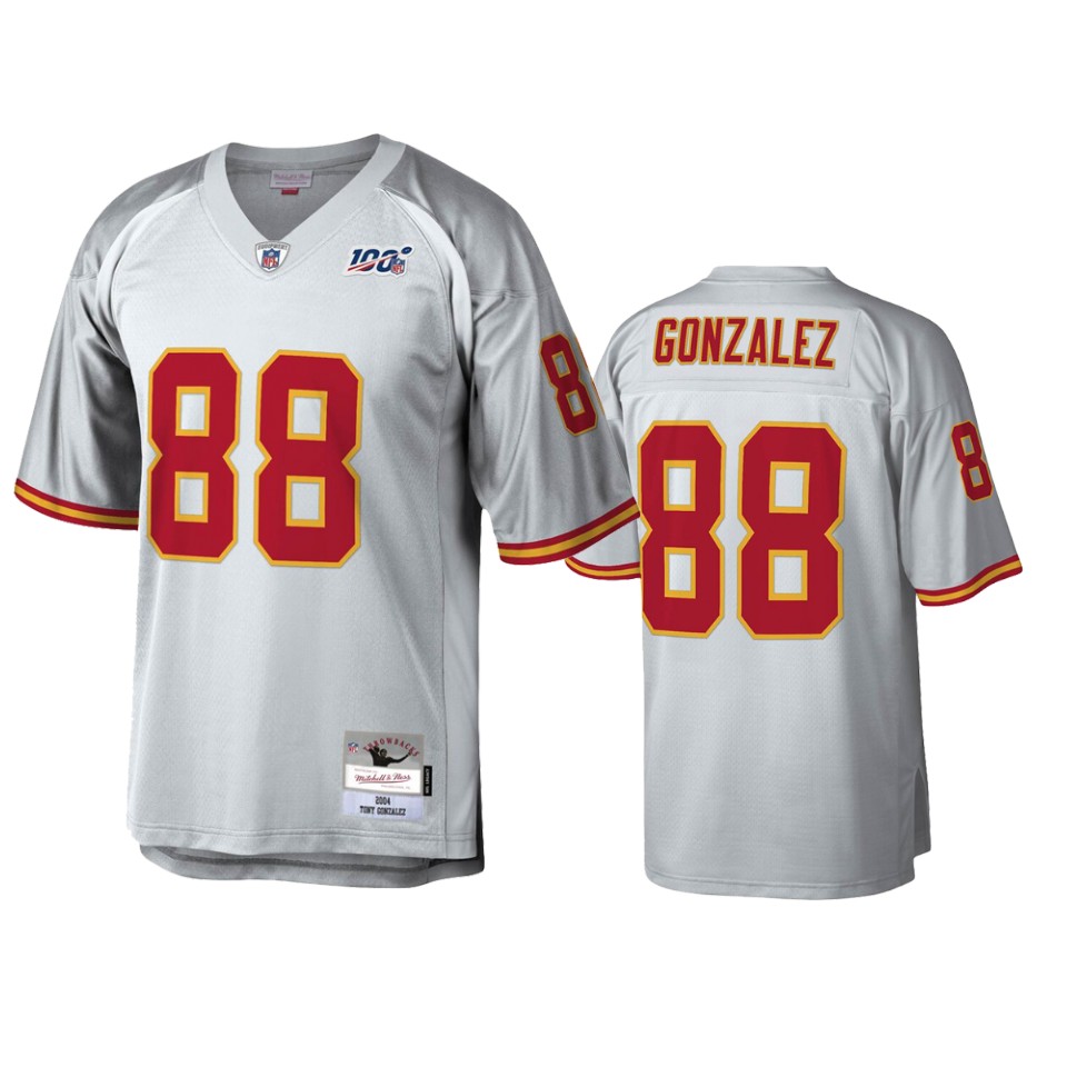 men's chiefs tony gonzalez platinum legacy nfl 100 jersey