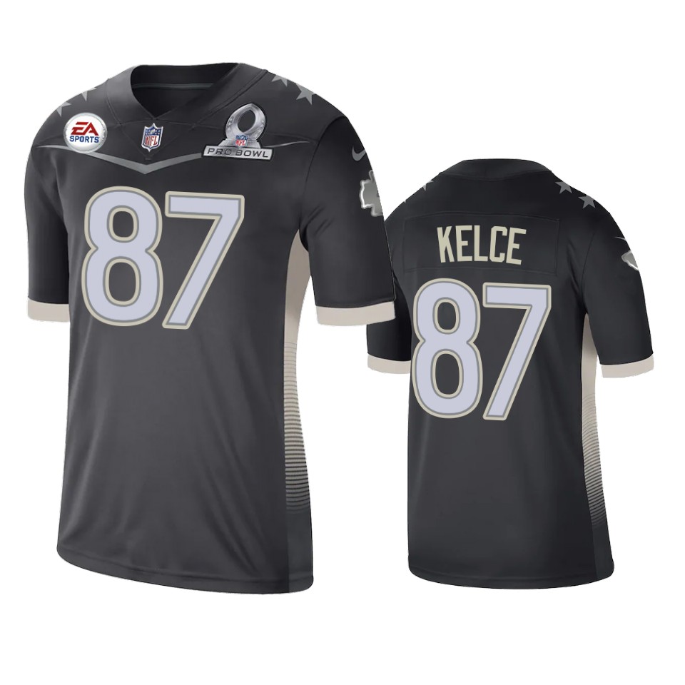 men's chiefs travis kelce anthracite 2021 afc pro bowl game jersey