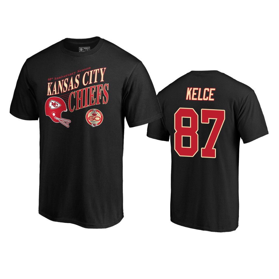 men's chiefs travis kelce black 60th anniversary t shirt