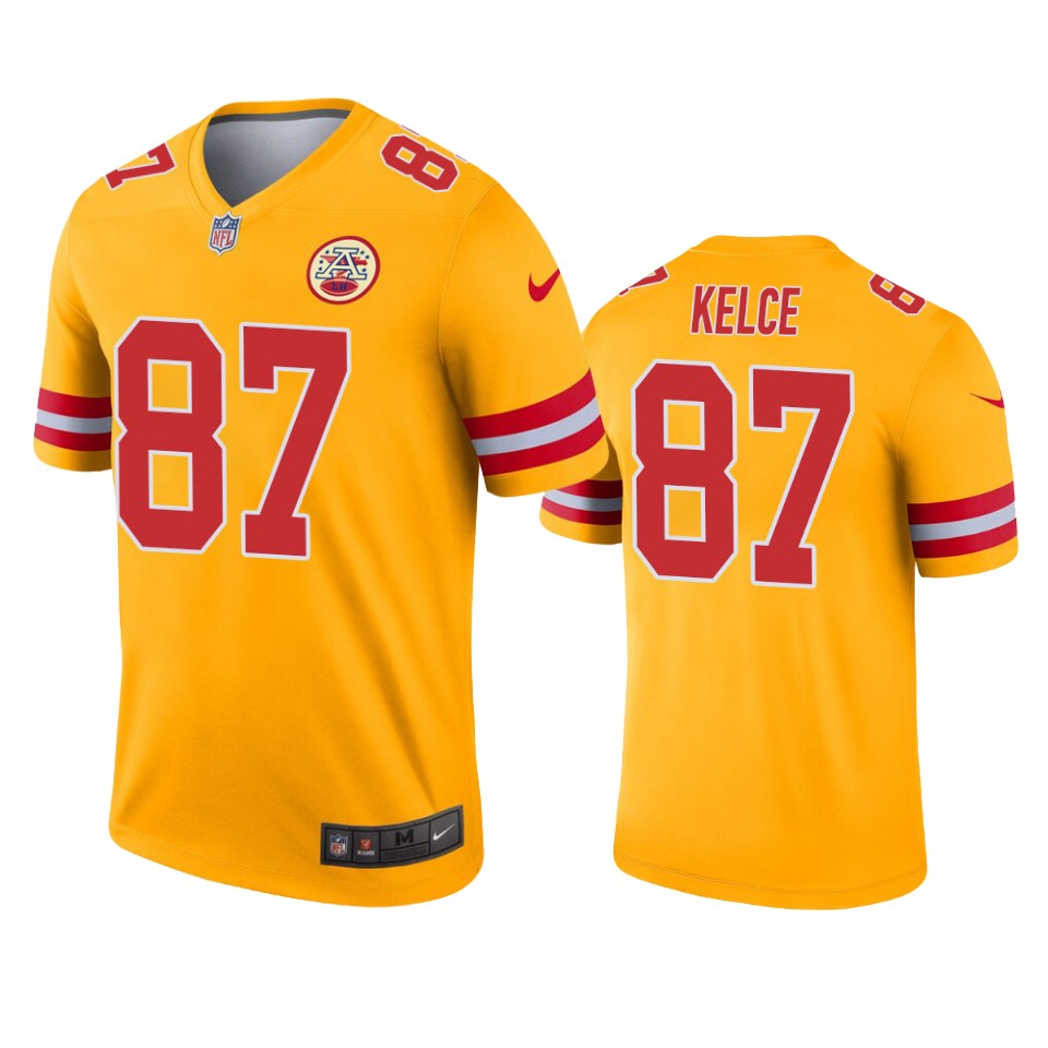 men's chiefs travis kelce gold inverted legend jersey
