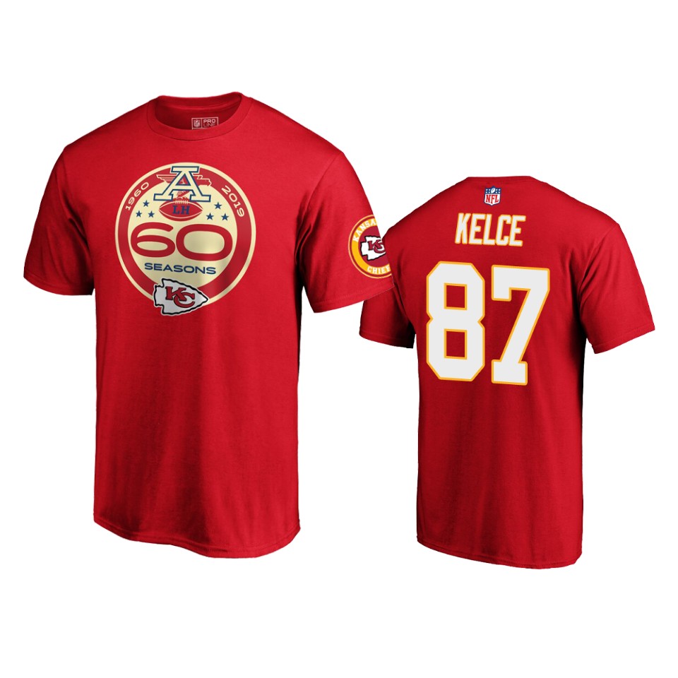 men's chiefs travis kelce red 60th anniversary t shirt
