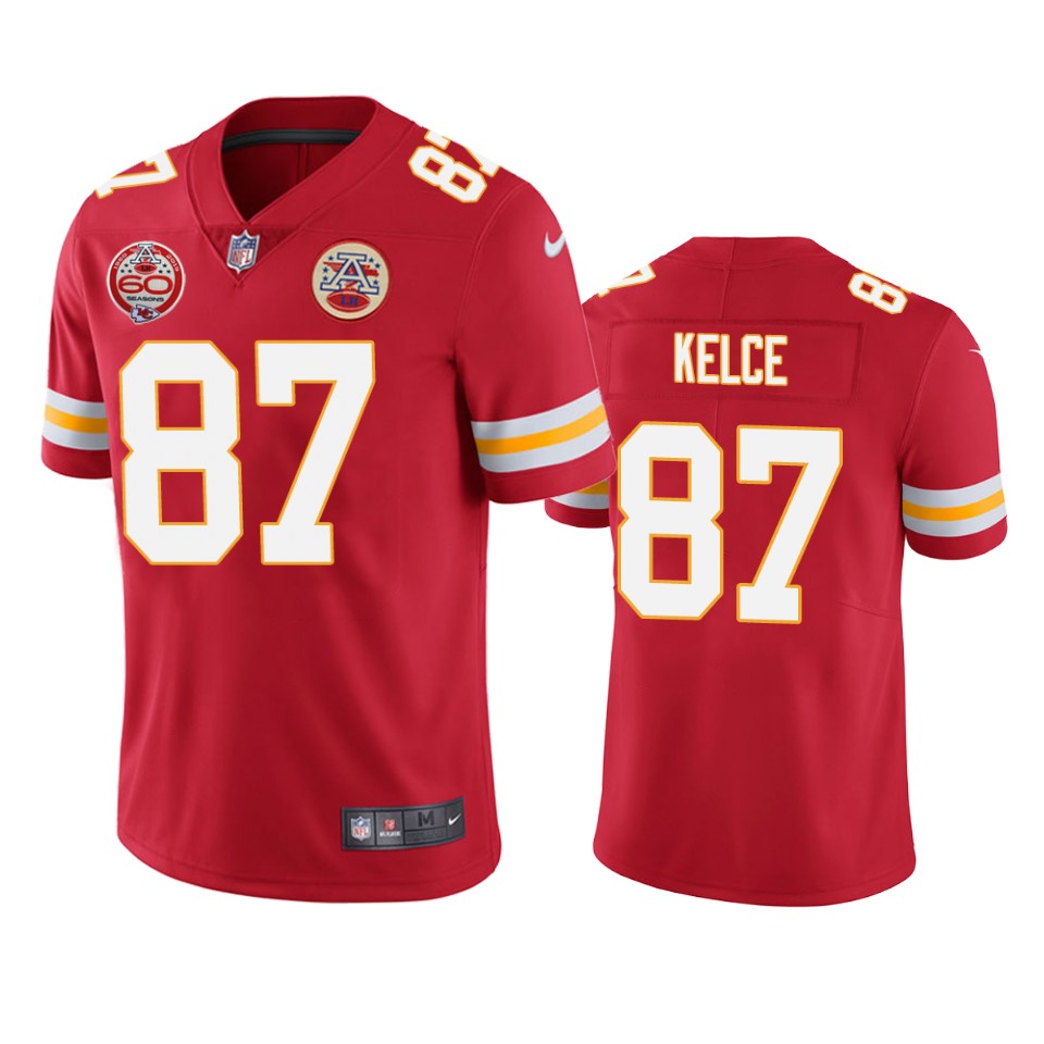 men's chiefs travis kelce red 60th anniversary vapor limited jersey