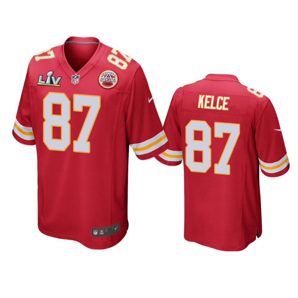 men's chiefs travis kelce red super bowl lv game jersey