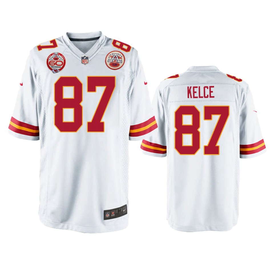 men's chiefs travis kelce white 60th anniversary game jersey