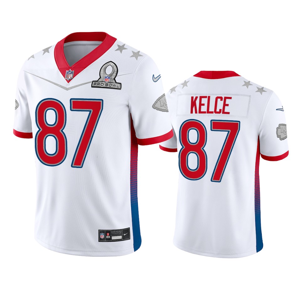 men's chiefs travis kelce white game 2022 afc pro bowl jersey 0a