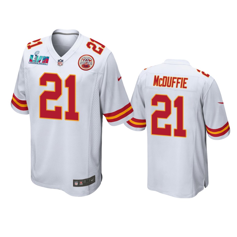 men's chiefs trent mcduffie white super bowl lvii game jersey