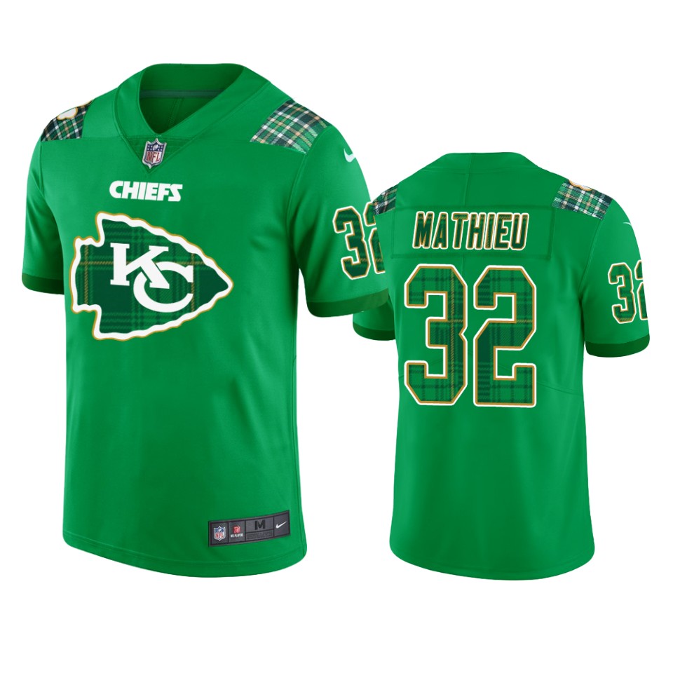 men's chiefs tyrann mathieu kelly green st. patrick's day jersey