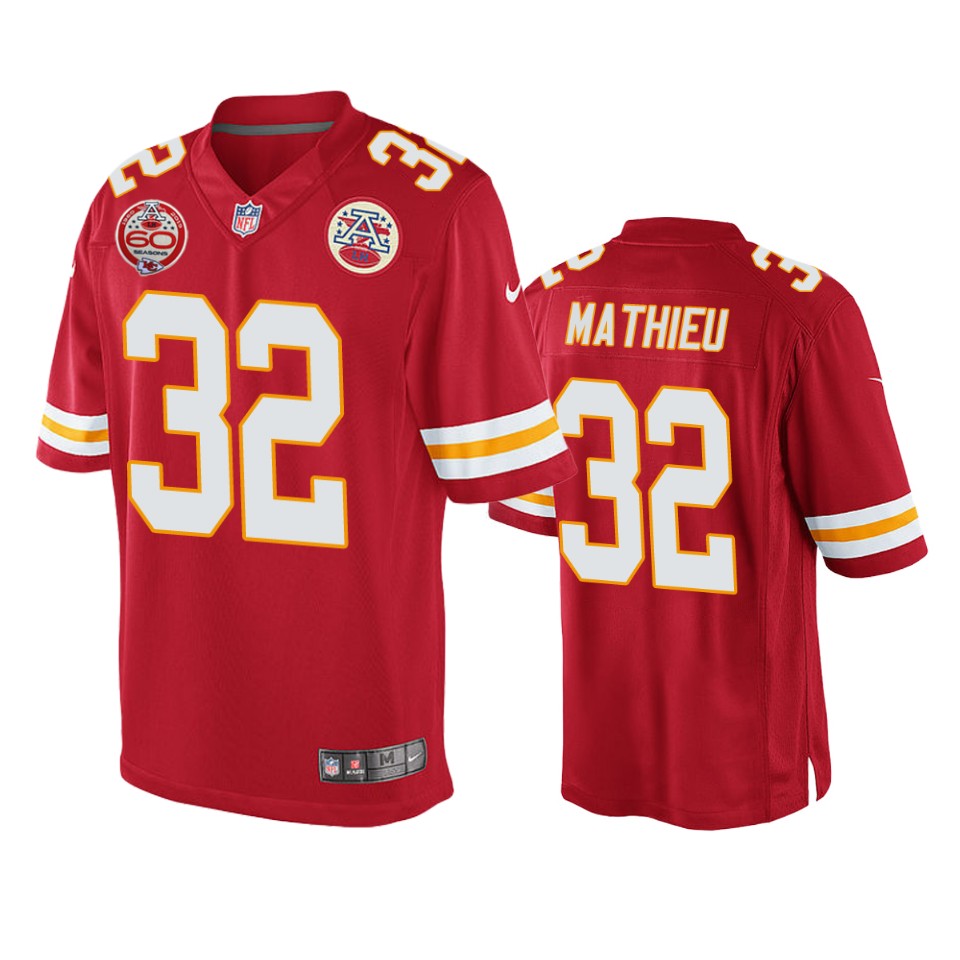 men's chiefs tyrann mathieu red 60th anniversary game jersey
