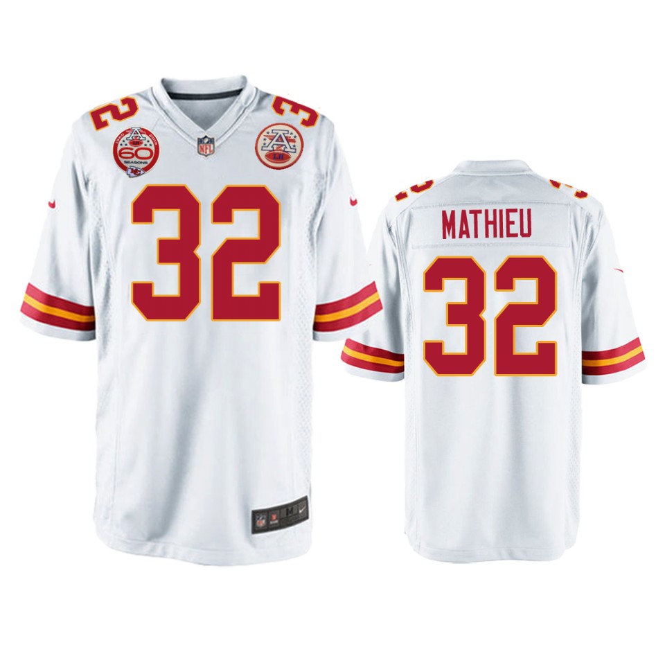 men's chiefs tyrann mathieu white 60th anniversary game jersey