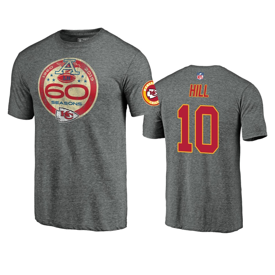men's chiefs tyreek hill gray 60th anniversary t shirt