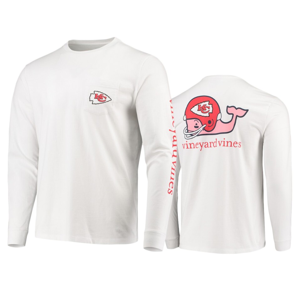 men's chiefs white whale helmet long sleeve t shirt