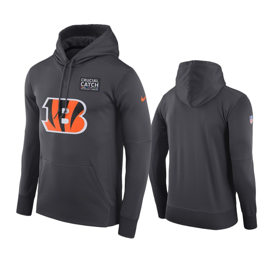 men's cincinnati bengals anthracite crucial catch performance hoodie