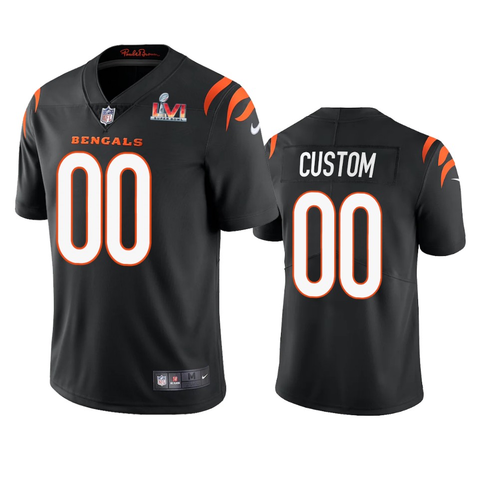 men's cincinnati bengals custom black super bowl lvi limited jersey