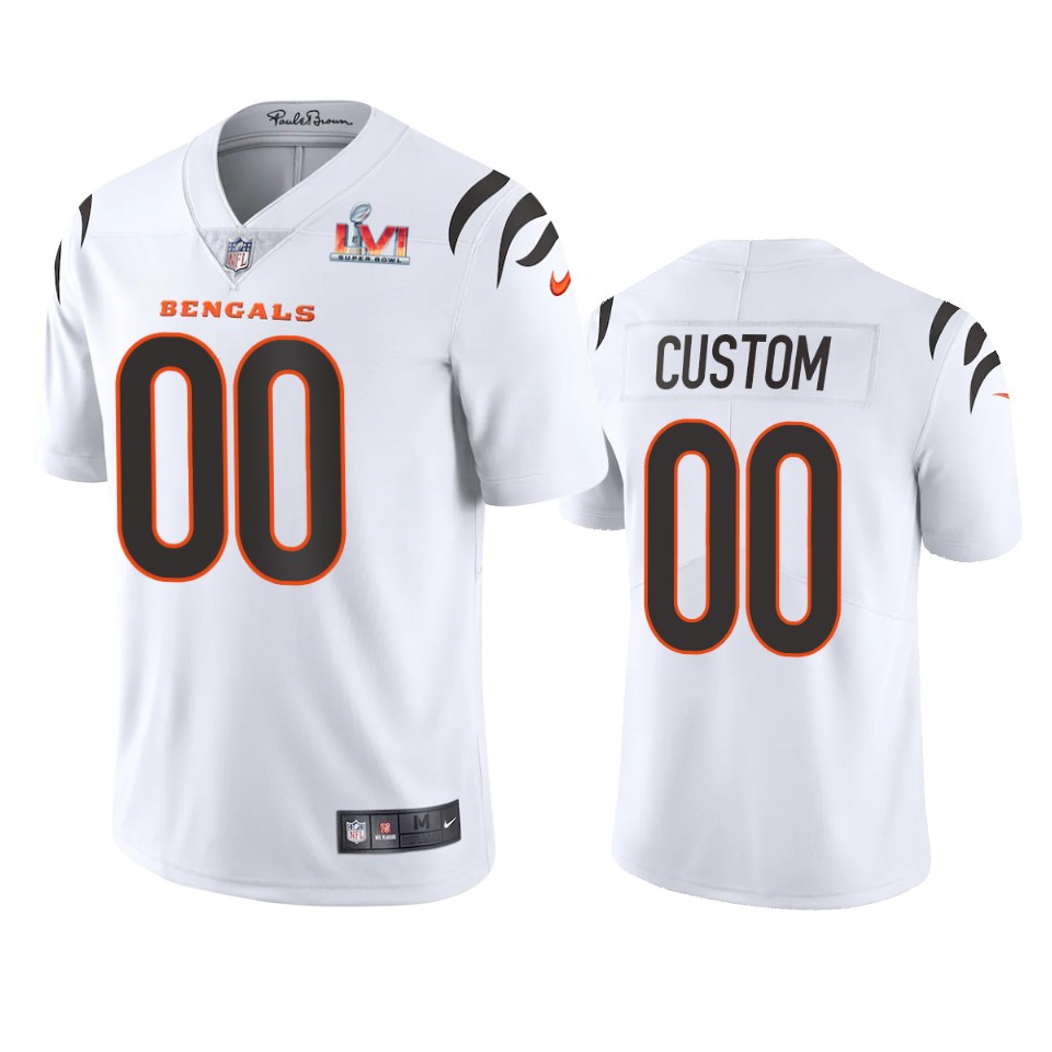 men's cincinnati bengals custom white super bowl lvi limited jersey