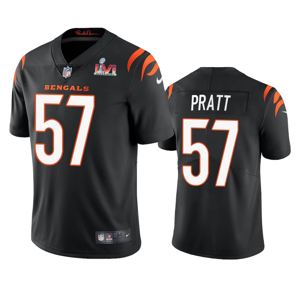 men's cincinnati bengals germaine pratt black super bowl lvi limited jersey