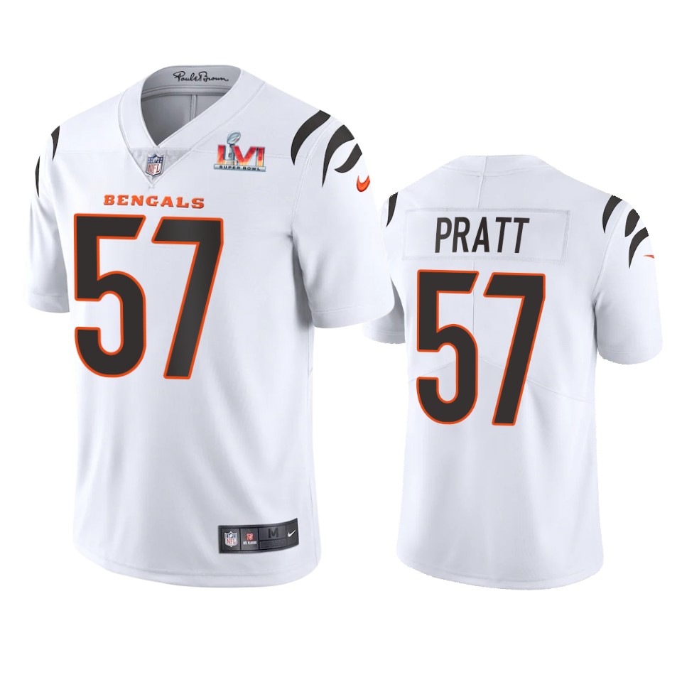 men's cincinnati bengals germaine pratt white super bowl lvi limited jersey