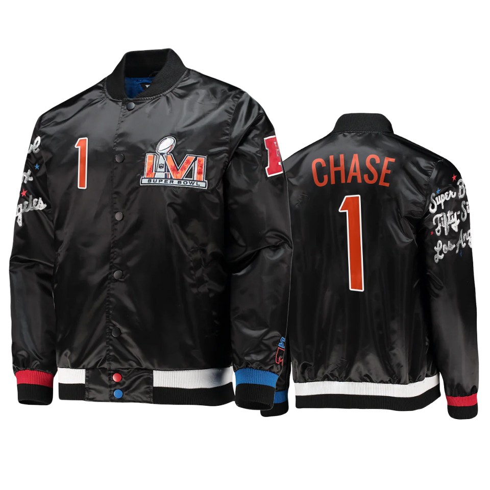 men's cincinnati bengals ja'marr chase black satin varsity jacket
