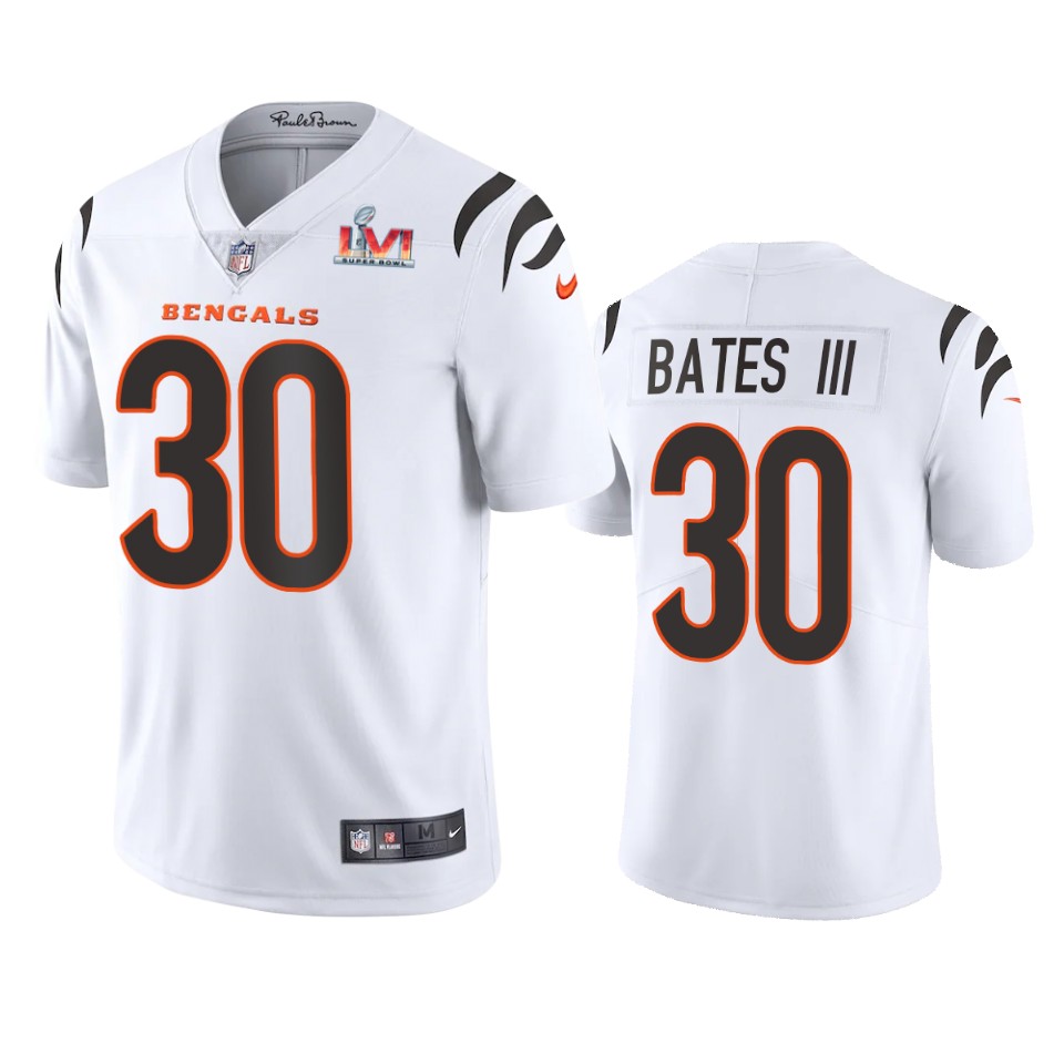 men's cincinnati bengals jessie bates iii white super bowl lvi limited jersey