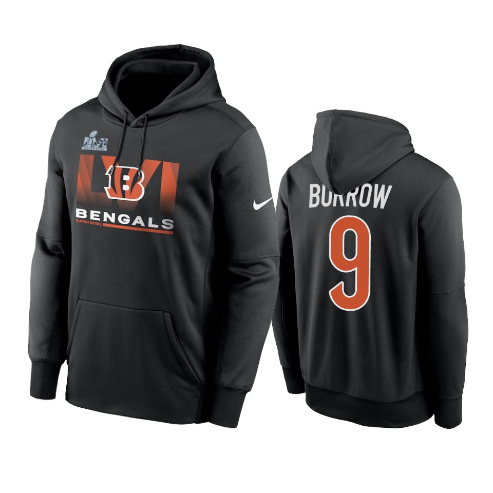 men's cincinnati bengals joe burrow black super bowl lvi no limits hoodie