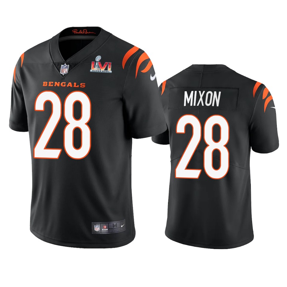 men's cincinnati bengals joe mixon black super bowl lvi limited jersey